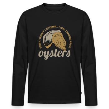 Penser aux huîtres Seafood Chef Wine - T-shirt manches longues Premium bio Homme - noir - Devant - Nico (187cm)