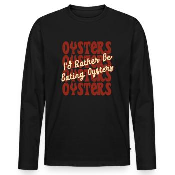 Manger des huîtres et boire du vin - T-shirt manches longues Premium bio Homme - noir - Devant - Nico (187cm)