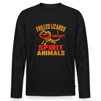 Kragenechse Frilled-neck lizard Reptil Herpetologe - Männer Premium Bio Langarmshirt - Schwarz - Vorne - Nico (187cm)