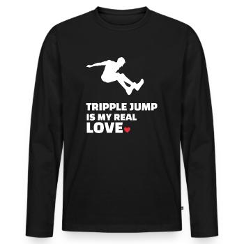 J’adore le triple saut - T-shirt manches longues Premium bio Homme - noir - Devant - Nico (187cm)