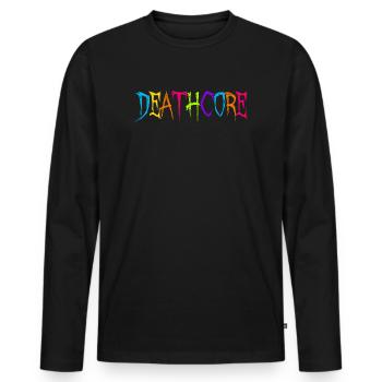 Lustige Deathcore Regenbogenfarben Metalhead - Männer Premium Bio Langarmshirt - Schwarz - Vorne - Nico (187cm)