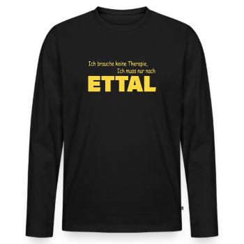 Therapie ETTAL - Männer Premium Bio Langarmshirt - Schwarz - Vorne - Nico (187cm)