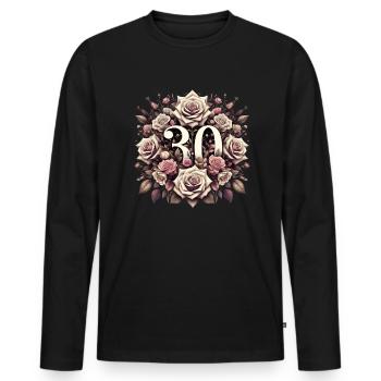 30 ans de cadeau d’anniversaire de mariage de perle pour Couple - T-shirt manches longues Premium bio Homme - noir - Devant - Nico (187cm)