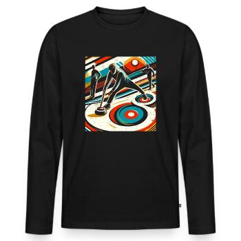 Curling Gift - Retro Vintage Design - Men's Premium Organic Long Sleeve Shirt - black - Front - Nico (187cm)