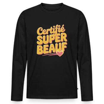 Certifié super beauf - T-shirt manches longues Premium bio Homme - noir - Devant - Nico (187cm)