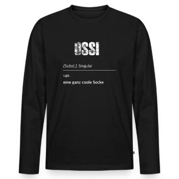 OSSI - eine coole Socke - Männer Premium Bio Langarmshirt - Schwarz - Vorne - Nico (187cm)