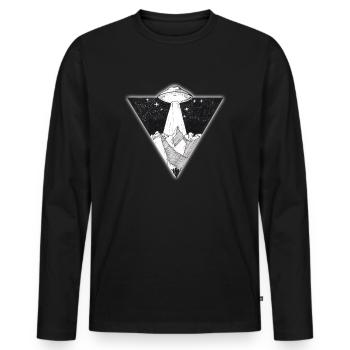 UFO - Men's Premium Organic Long Sleeve Shirt - black - Front - Nico (187cm)