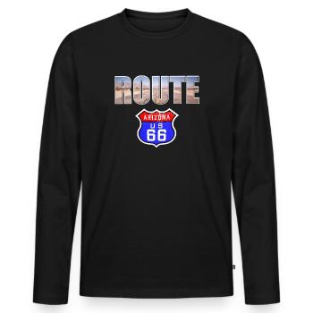 Route 66 - Men's Premium Organic Long Sleeve Shirt - black - Front - Nico (187cm)