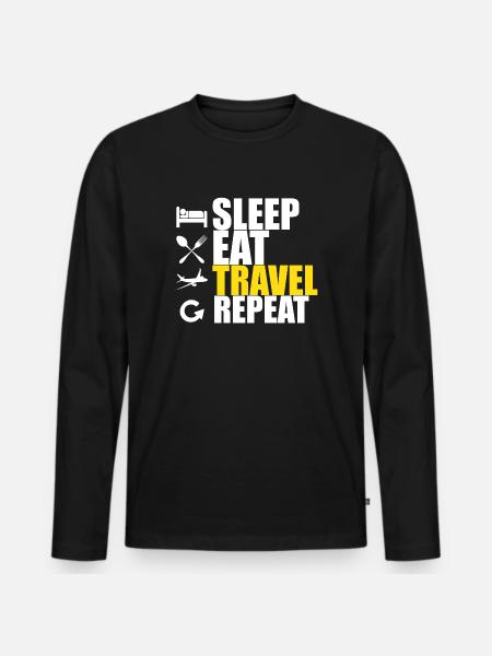 Manger sommeil répéter répéter - T-shirt manches longues Premium bio Homme - noir