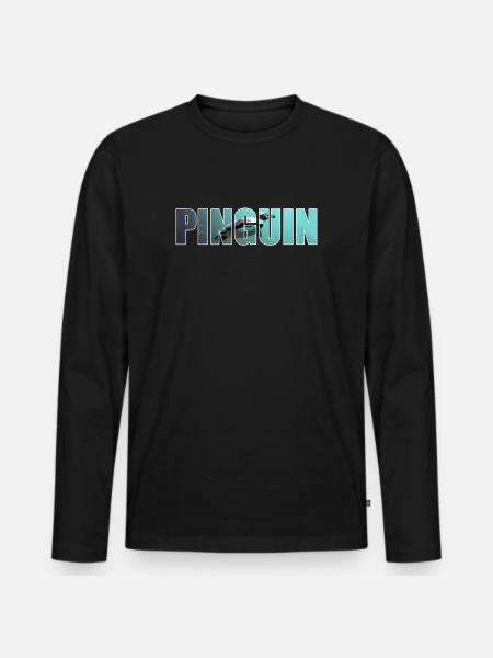 Pinguin - Männer Premium Bio Langarmshirt - Schwarz