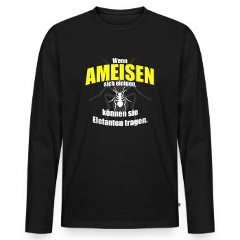 Ant ants - Men's Premium Organic Long Sleeve Shirt - black - Front - Nico (187cm)