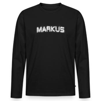 Markus - Männer Premium Bio Langarmshirt - Schwarz - Vorne - Nico (187cm)