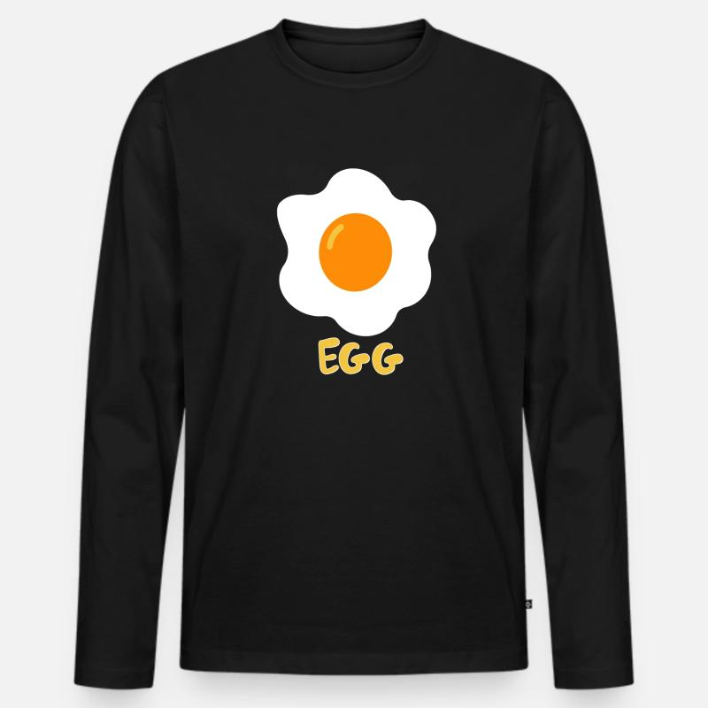 Spiegelei Ei Essen Egg - Männer Premium Bio Langarmshirt - Schwarz