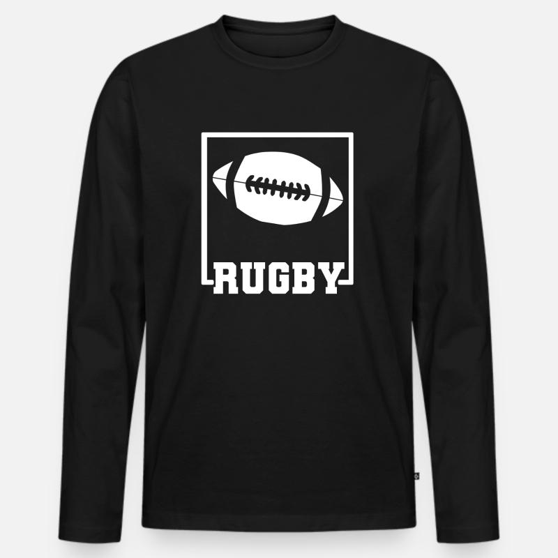 Rugby - Männer Premium Bio Langarmshirt - Schwarz