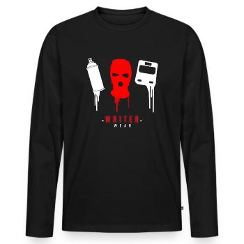 Graffiti Writer Wear Cadeau Surprise Masque Pulvérisateur - T-shirt manches longues Premium bio Homme - noir - Devant - Nico (187cm)