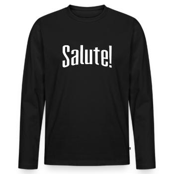 salut - T-shirt manches longues Premium bio Homme - noir - Devant - Nico (187cm)