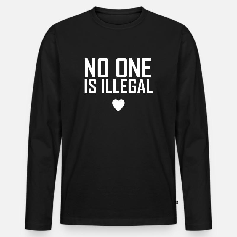 no one is illegal - Männer Premium Bio Langarmshirt - Schwarz