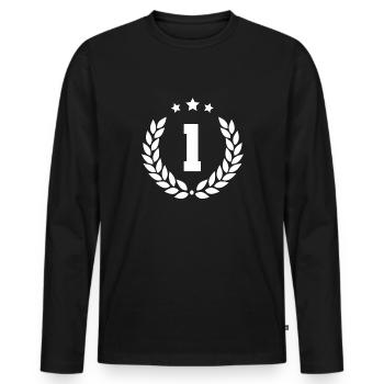première place 1 - T-shirt manches longues Premium bio Homme - noir - Devant - Nico (187cm)
