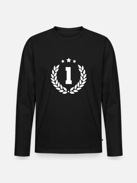 first place 1 - Men's Premium Organic Long Sleeve Shirt - black