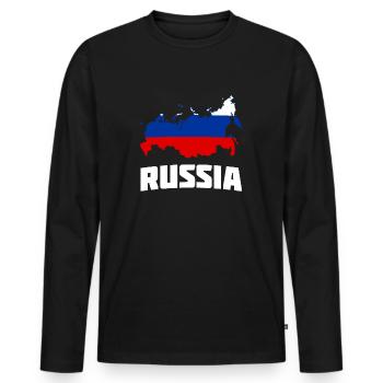 Russie Russie Carte Carte Pays Cadeau - T-shirt manches longues Premium bio Homme - noir - Devant - Nico (187cm)