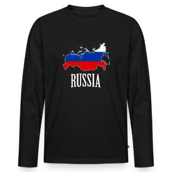 Russie - T-shirt manches longues Premium bio Homme - noir - Devant - Nico (187cm)