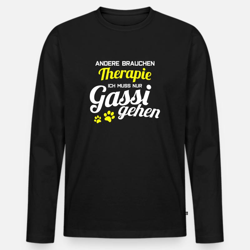 Hund Therapie Hunde Lustiger Witziger Spruch - Männer Premium Bio Langarmshirt - Schwarz
