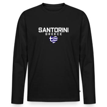 SANTORINI Greece Grèce - T-shirt manches longues Premium bio Homme - noir - Devant - Nico (187cm)