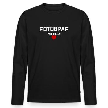 photographer - Men's Premium Organic Long Sleeve Shirt - black - Front - Nico (187cm)