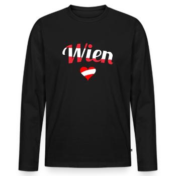 Vienna - Men's Premium Organic Long Sleeve Shirt - black - Front - Nico (187cm)