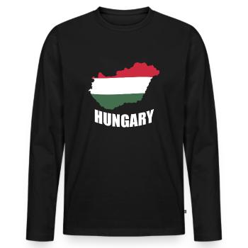 HUNGARY - Men's Premium Organic Long Sleeve Shirt - black - Front - Nico (187cm)