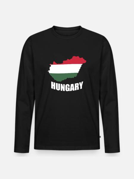 HUNGARY - Männer Premium Bio Langarmshirt - Schwarz