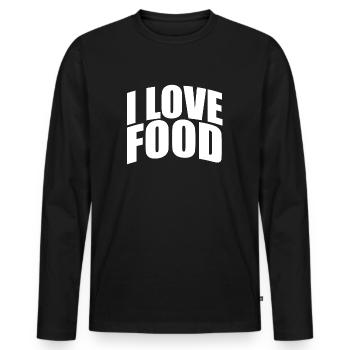 J'aime la nourriture - T-shirt manches longues Premium bio Homme - noir - Devant - Nico (187cm)