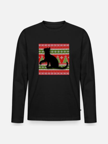 Weihnachten Katzen Katzen Katzen - Männer Premium Bio Langarmshirt - Schwarz