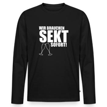 Sekt Cooler Spruch Geschenk - Wir brauchen Sekt! - Männer Premium Bio Langarmshirt - Schwarz - Vorne - Nico (187cm)