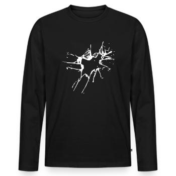Glas Bruch weiss - Männer Premium Bio Langarmshirt - Schwarz - Vorne - Nico (187cm)