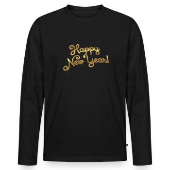 Bonne année - T-shirt manches longues Premium bio Homme - noir - Devant - Nico (187cm)
