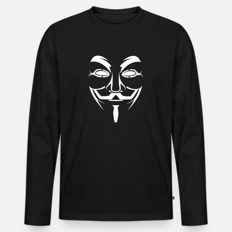 Anonymous Mask - Männer Premium Bio Langarmshirt - Schwarz