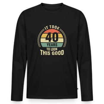 Il a fallu 40 ans pour être aussi beau - T-shirt manches longues Premium bio Homme - noir - Devant - Nico (187cm)