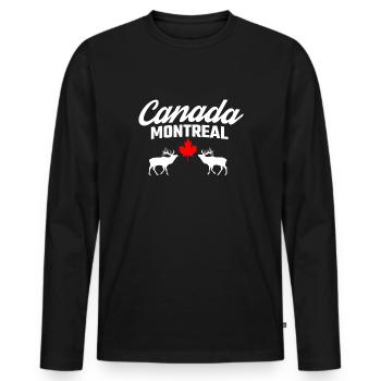 Canada Montreal - Men's Premium Organic Long Sleeve Shirt - black - Front - Nico (187cm)