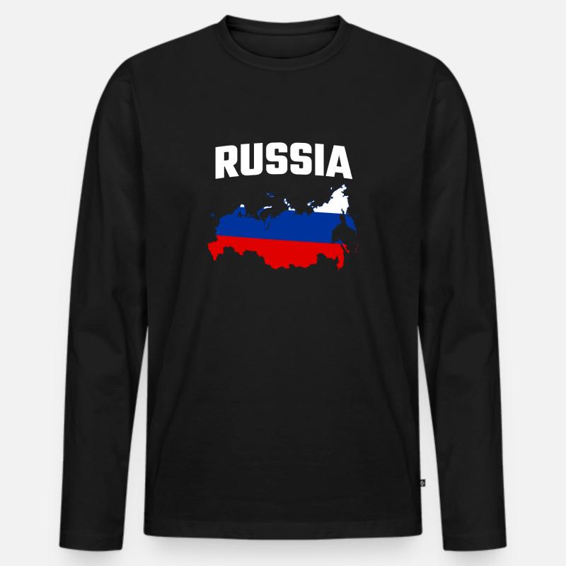 RUSSIA - Männer Premium Bio Langarmshirt - Schwarz