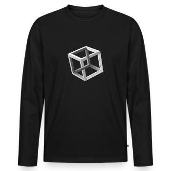 Würfel Optische Täuschung - Männer Premium Bio Langarmshirt - Schwarz - Vorne - Nico (187cm)