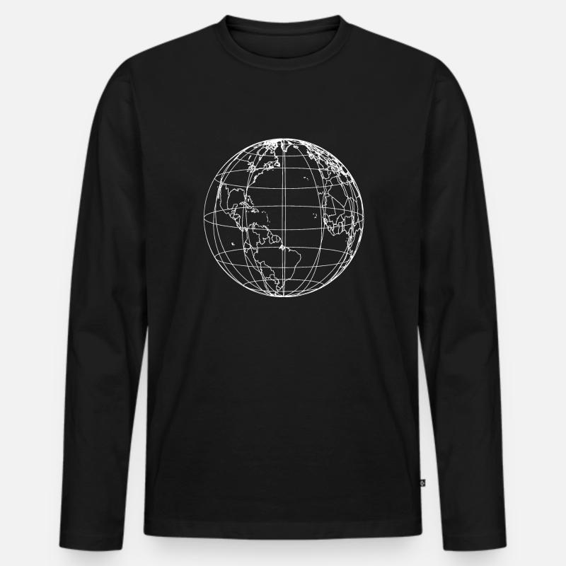 GLOBUS silhouette outlines - Männer Premium Bio Langarmshirt - Schwarz
