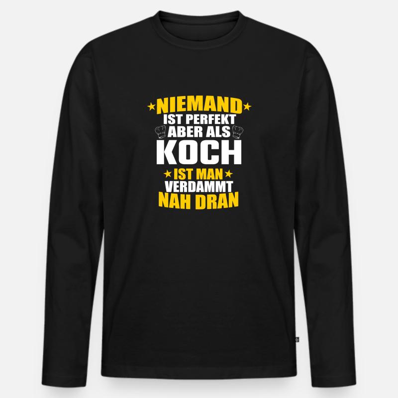 Koch - Männer Premium Bio Langarmshirt - Schwarz