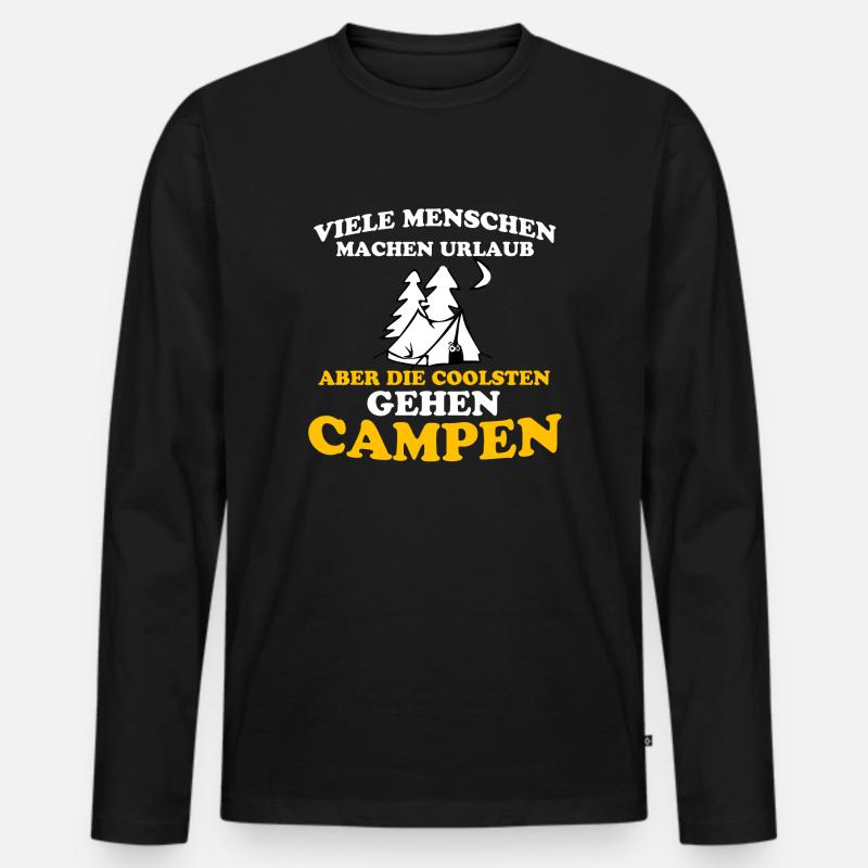 Camping - Männer Premium Bio Langarmshirt - Schwarz