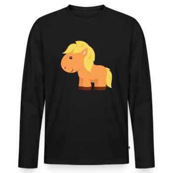 Small Horse Pony Cute Pony - Men's Premium Organic Long Sleeve Shirt - black - Front - Nico (187cm)