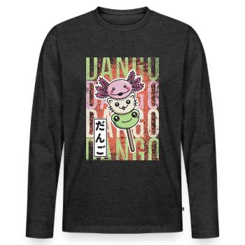 Dango Kawaii axolotl cat frog - Men's Premium Organic Long Sleeve Shirt - heather anthracite - Front - Nico (187cm)
