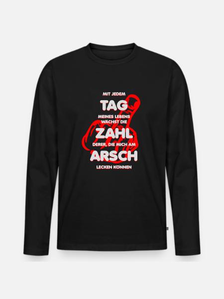 leck mich am arsch - Männer Premium Bio Langarmshirt - Schwarz