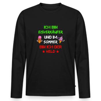 Eisverkäufer Eisdealer Eis Eiscreme Waffeleis - Männer Premium Bio Langarmshirt - Schwarz - Vorne - Nico (187cm)