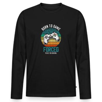 Born to Game Forced To Go To School Gamer Sort - T-shirt manches longues Premium bio Homme - noir - Devant - Nico (187cm)