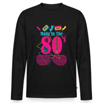 80's Made - Männer Premium Bio Langarmshirt - Schwarz - Vorne - Nico (187cm)